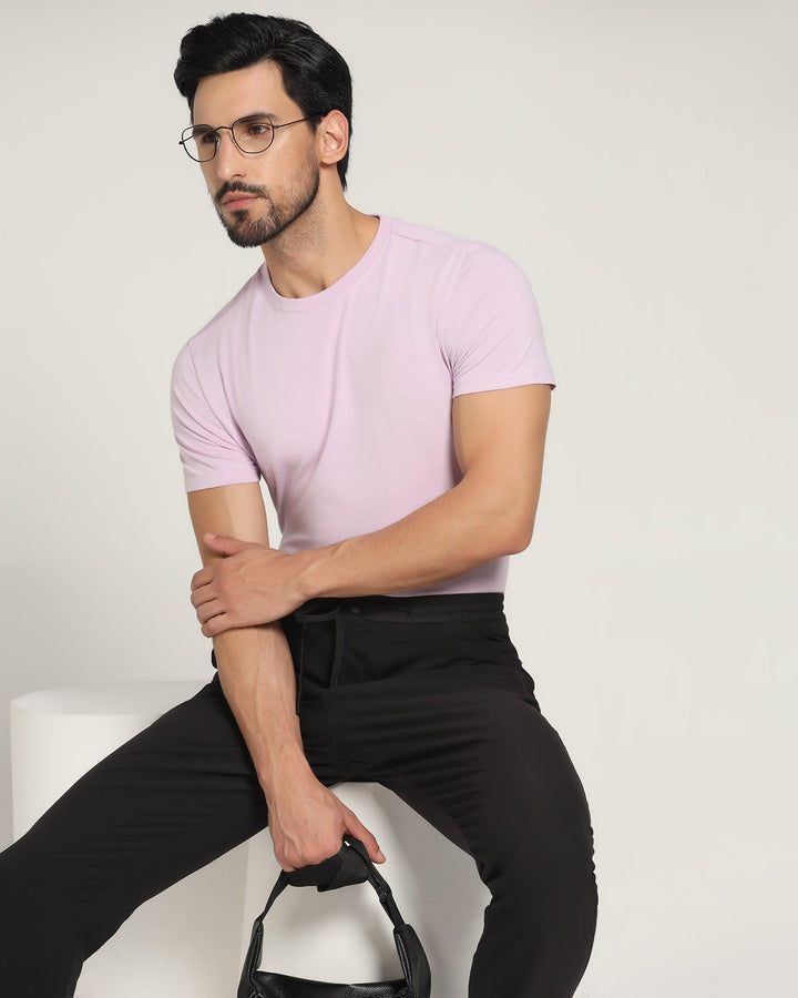 Crew Neck Lilac Purple Solid T-Shirt - Holan