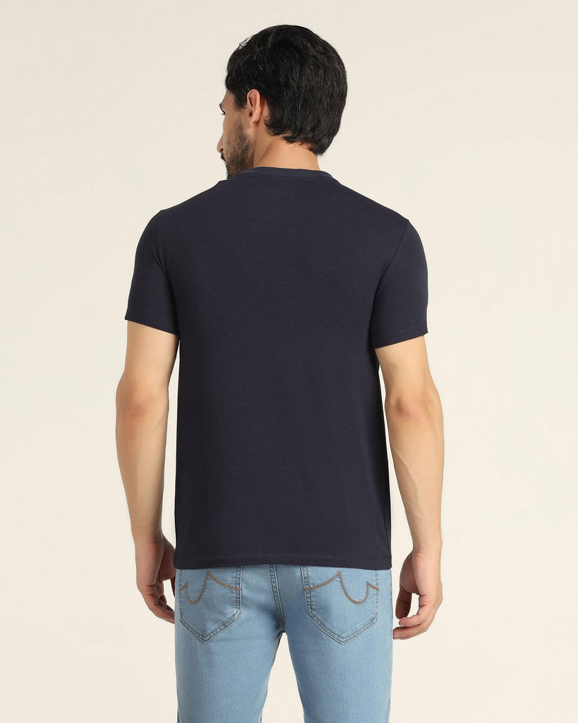 Crew Neck Navy Solid T-Shirt - Holan