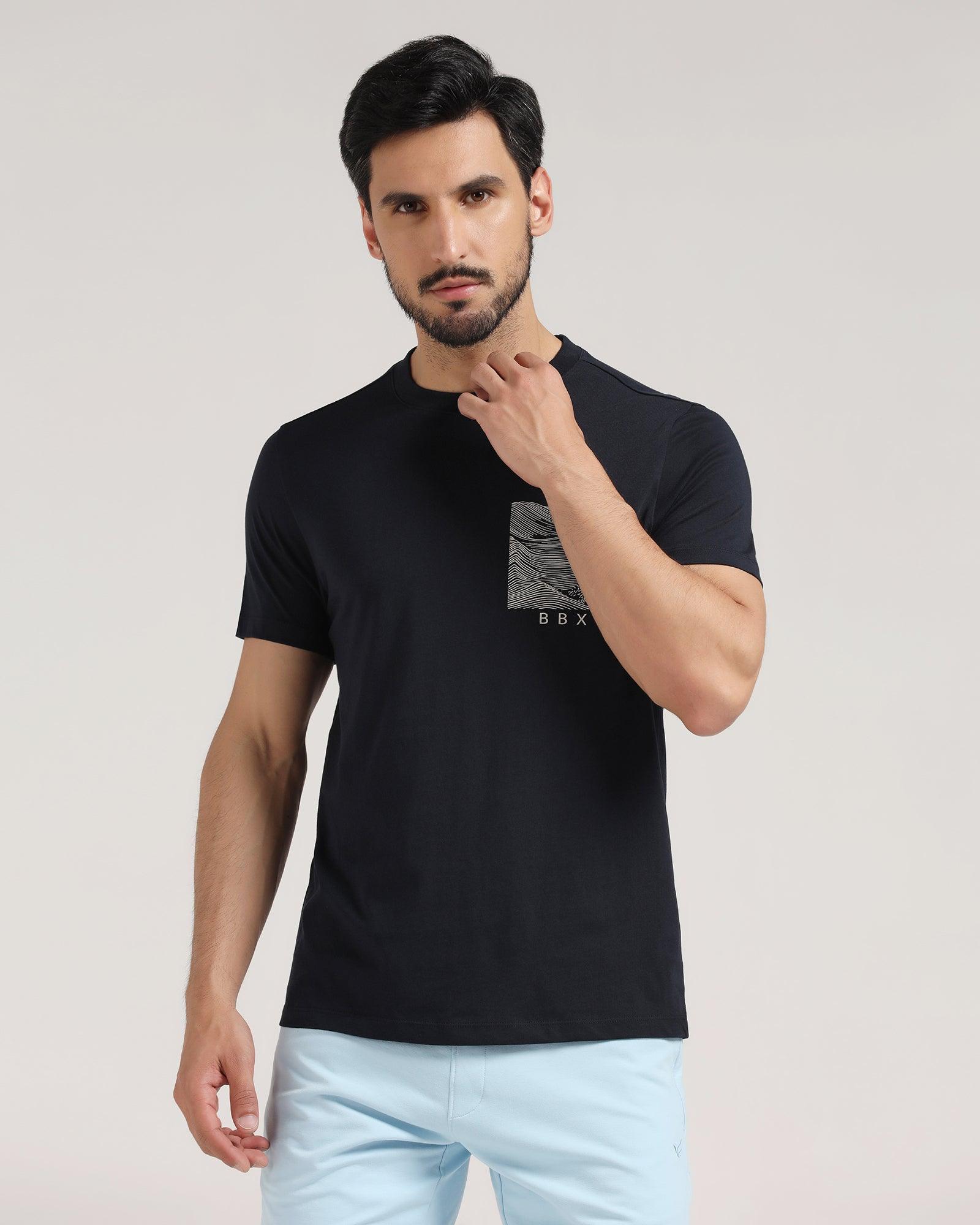 Crew Neck Navy Solid T Shirt Milo