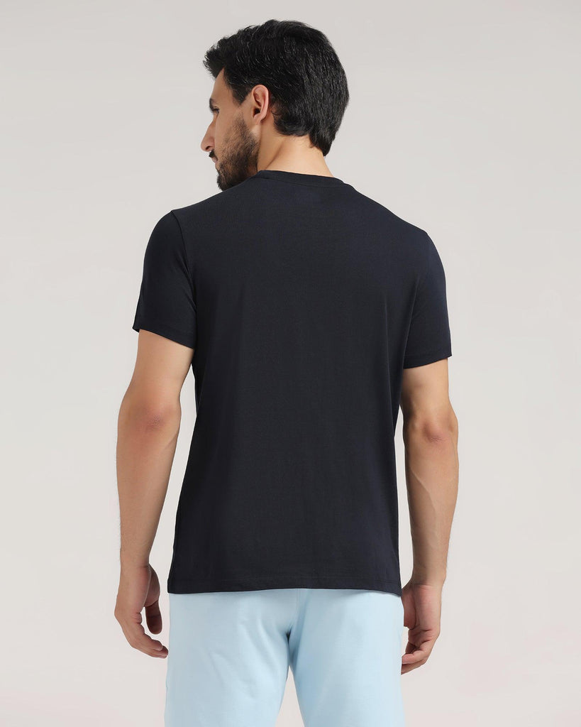 Crew Neck Navy Solid T-Shirt - Milo