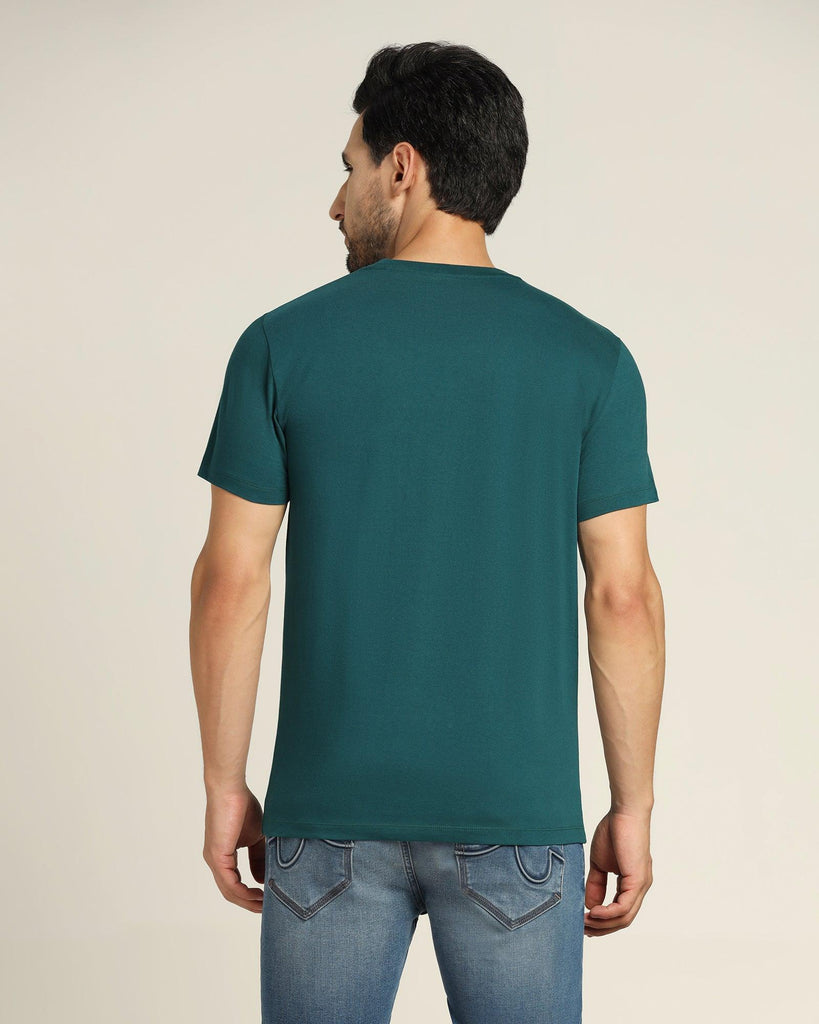 Crew Neck Teal Solid T-Shirt - Ursula