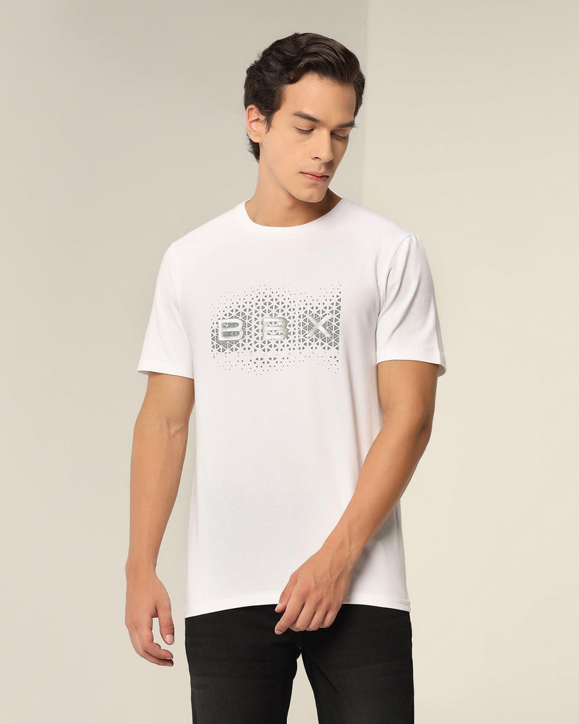 Crew Neck White Solid T-Shirt - Dino