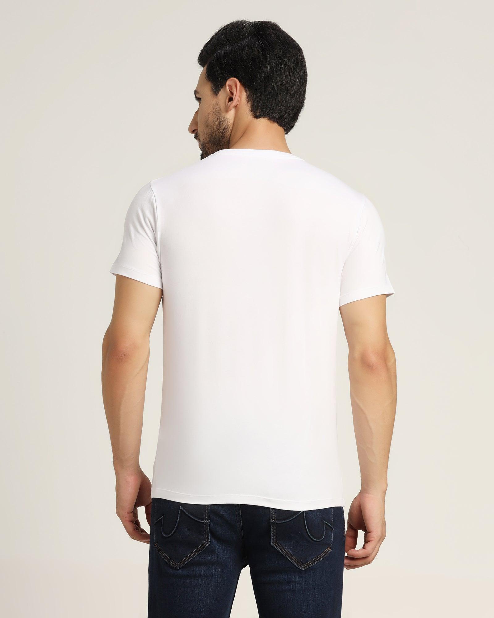 Crew Neck White Solid T Shirt Holan