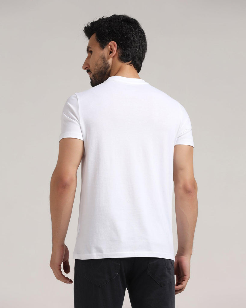 Crew Neck White Solid T-Shirt - Jack