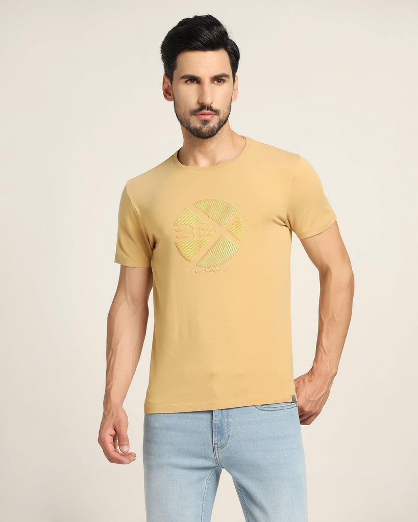 Crew Neck Yellow Solid T-Shirt - Metal