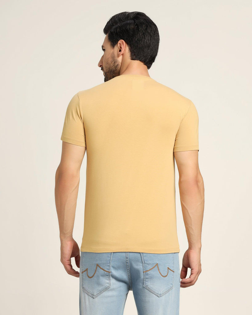 Crew Neck Yellow Solid T-Shirt - Metal