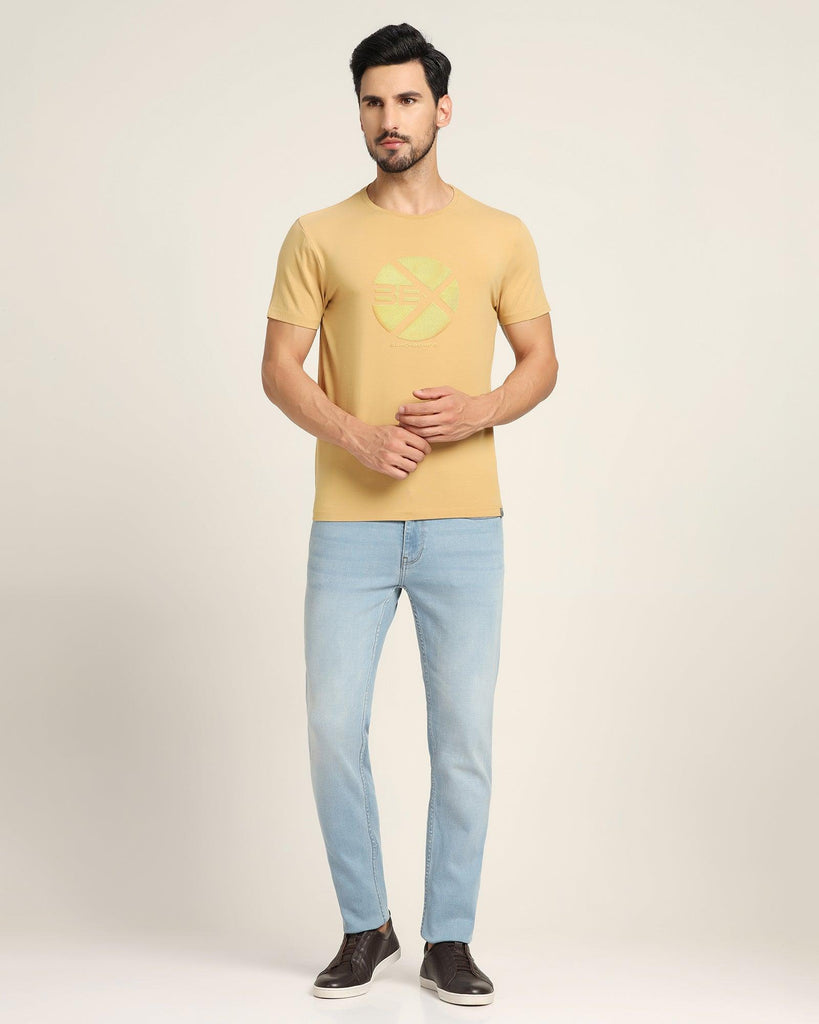 Crew Neck Yellow Solid T-Shirt - Metal