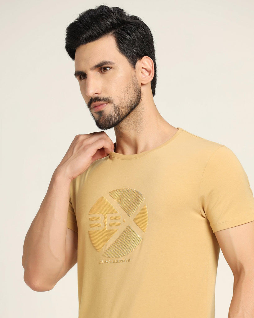 Crew Neck Yellow Solid T-Shirt - Metal