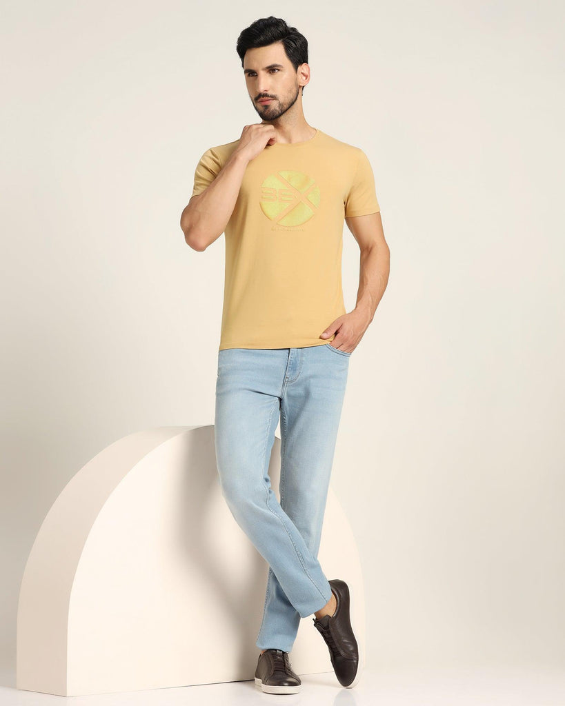 Crew Neck Yellow Solid T-Shirt - Metal