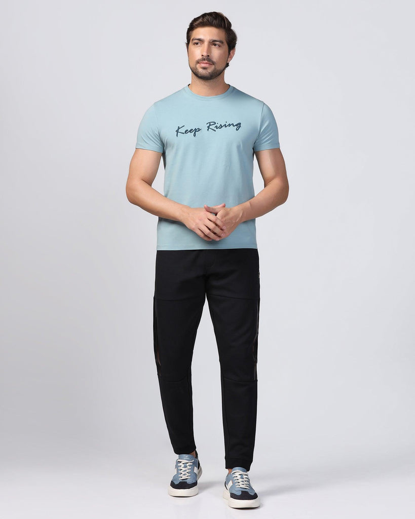 Crew Neck Teal Printed T-Shirt - Levi