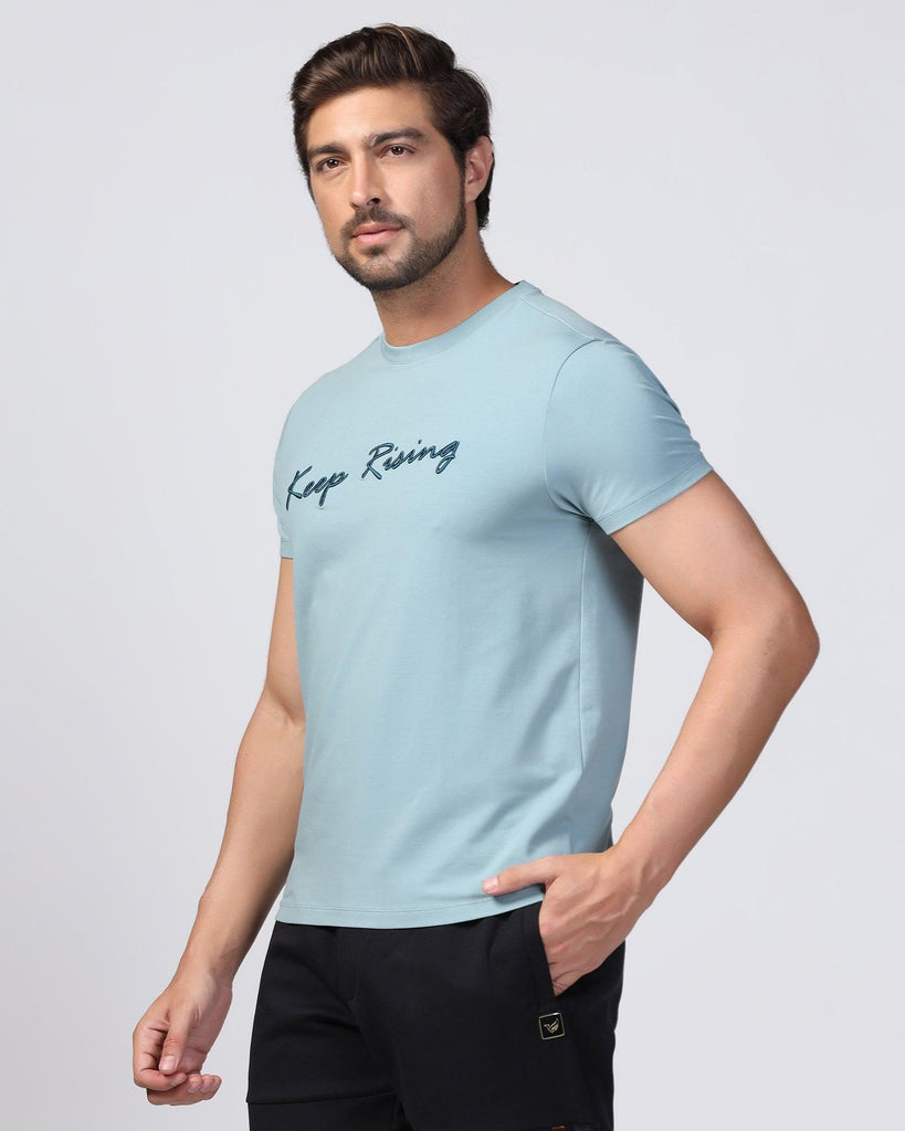 Crew Neck Teal Printed T-Shirt - Levi