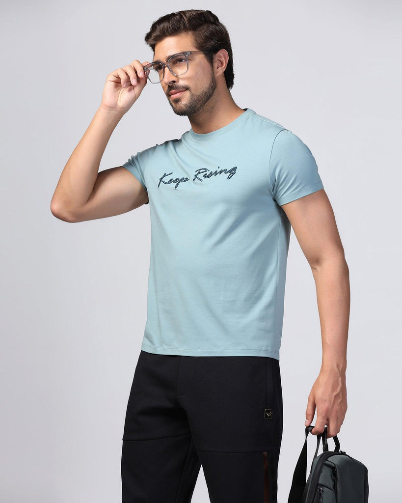 Crew Neck Teal Printed T-Shirt - Levi