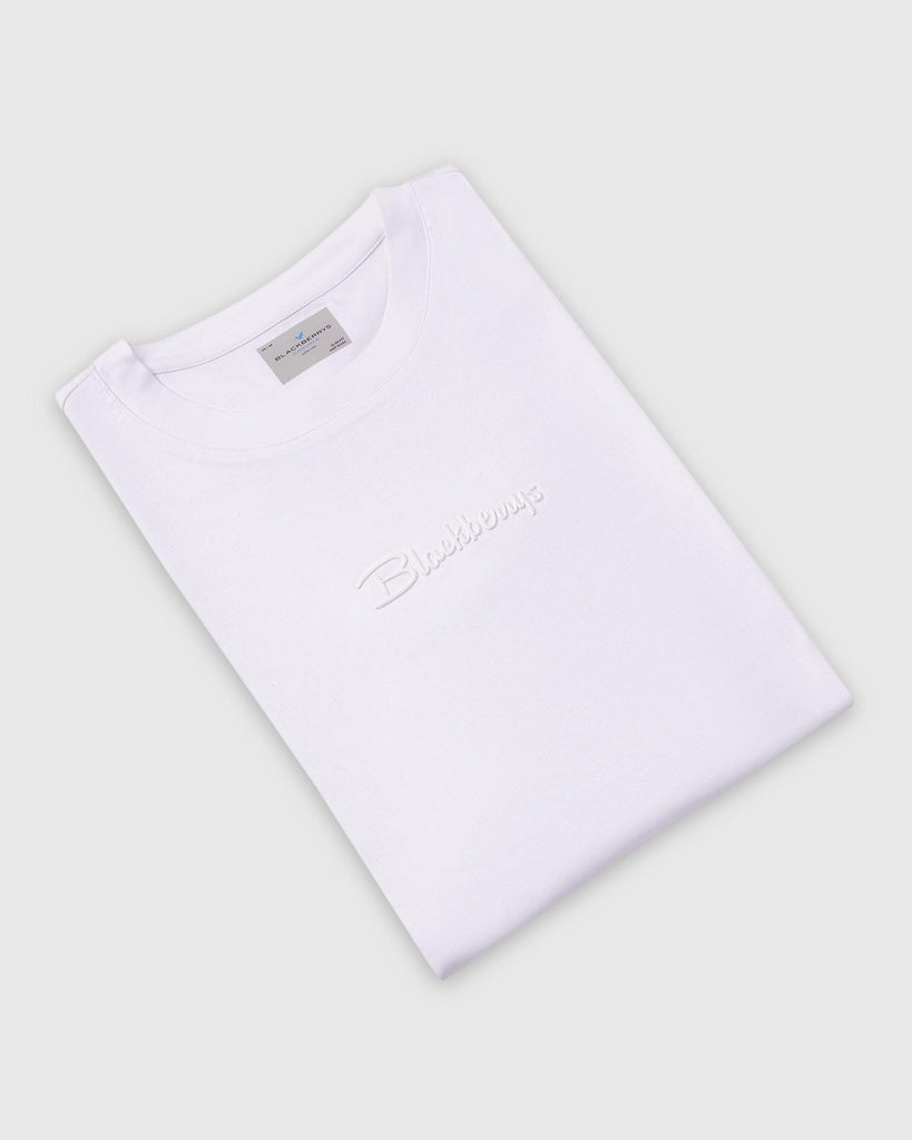 Crew Neck White Solid T-Shirt - Elijah