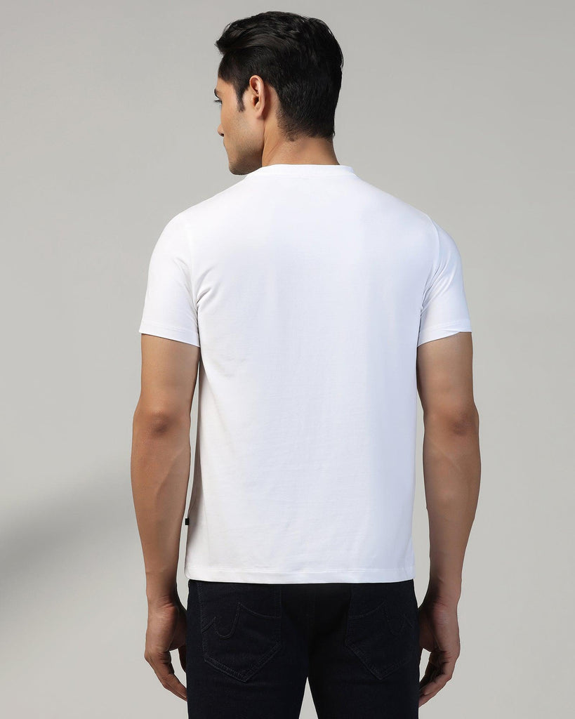 Crew Neck White Solid T-Shirt - Noah