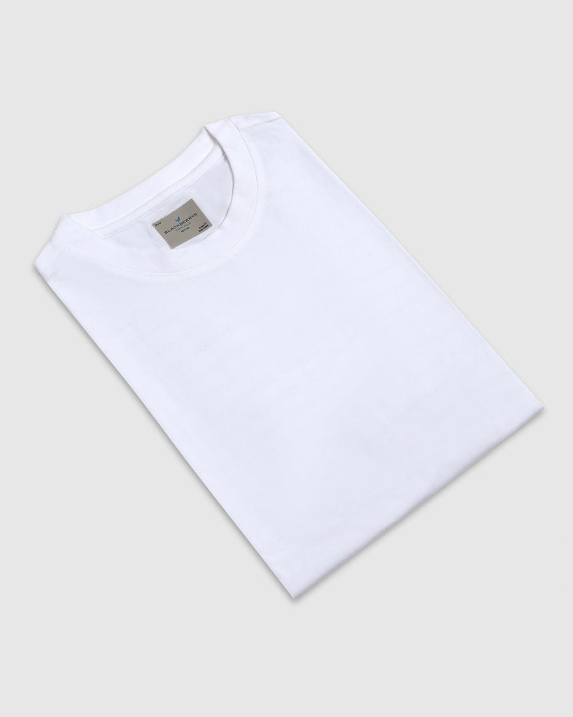 Crew Neck White Solid T-Shirt - Noah