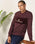 Crew Neck Wine Solid Sweatshirt - Feb