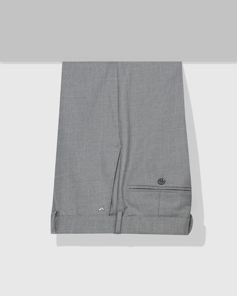 Slim Fit B-91 Formal Light Grey Check Trouser - Banner