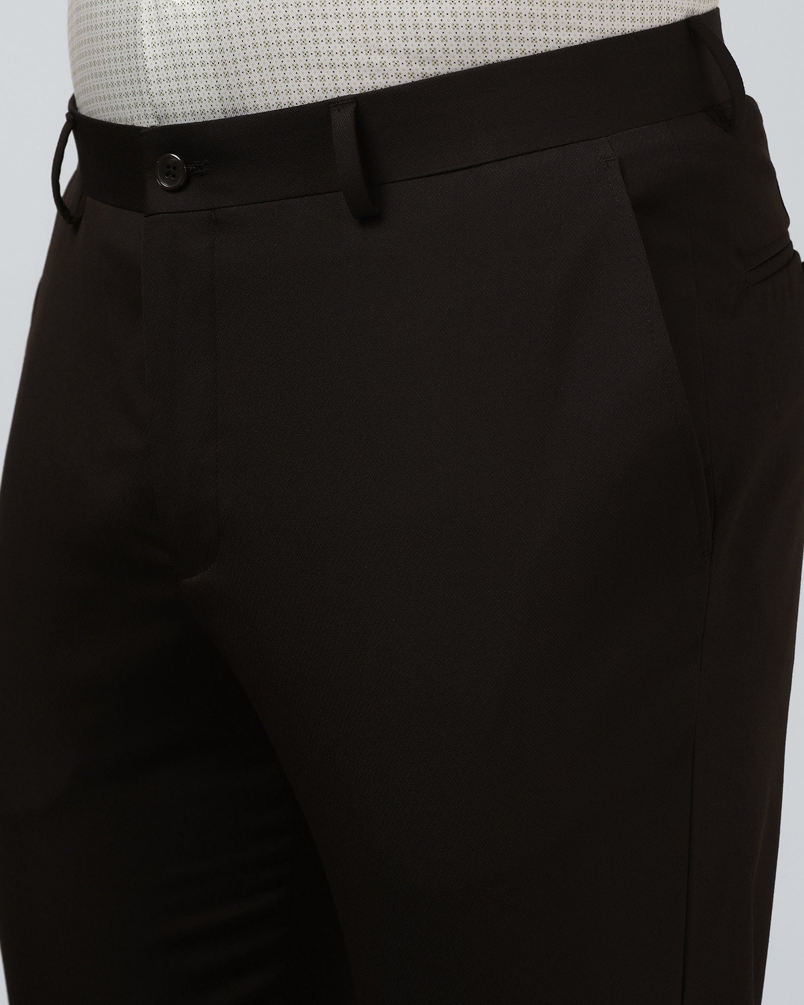 Dark Brown Solid Trouser - Marco