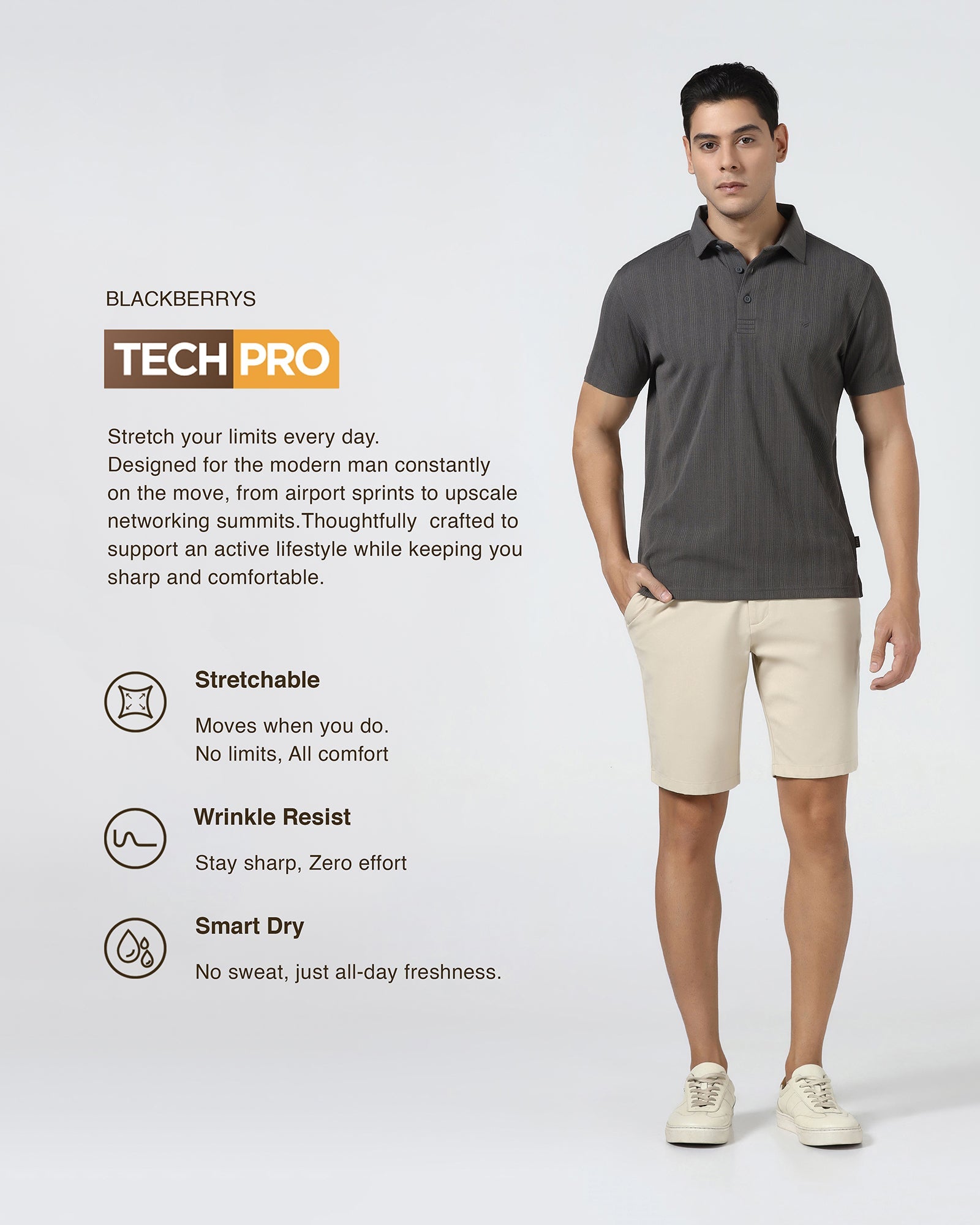 Dark Grey TechPro Textured Polo - Jenny