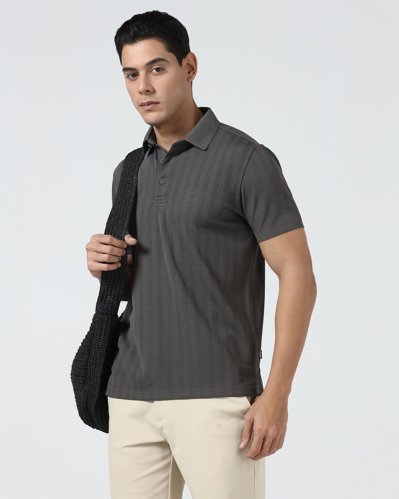 Dark Grey TechPro Textured Polo - Jenny