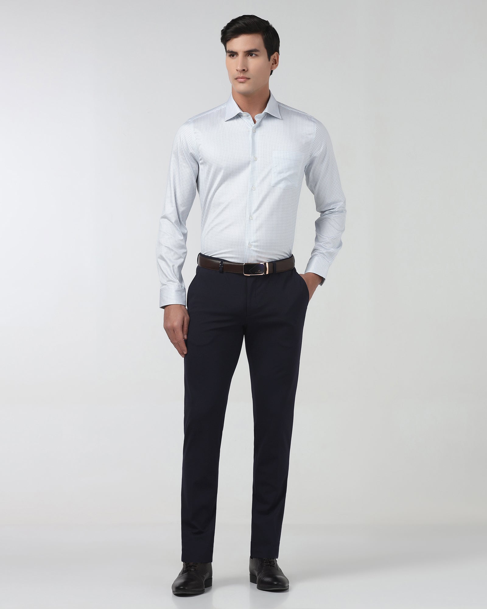 Dark Blue Solid Trouser - Oak