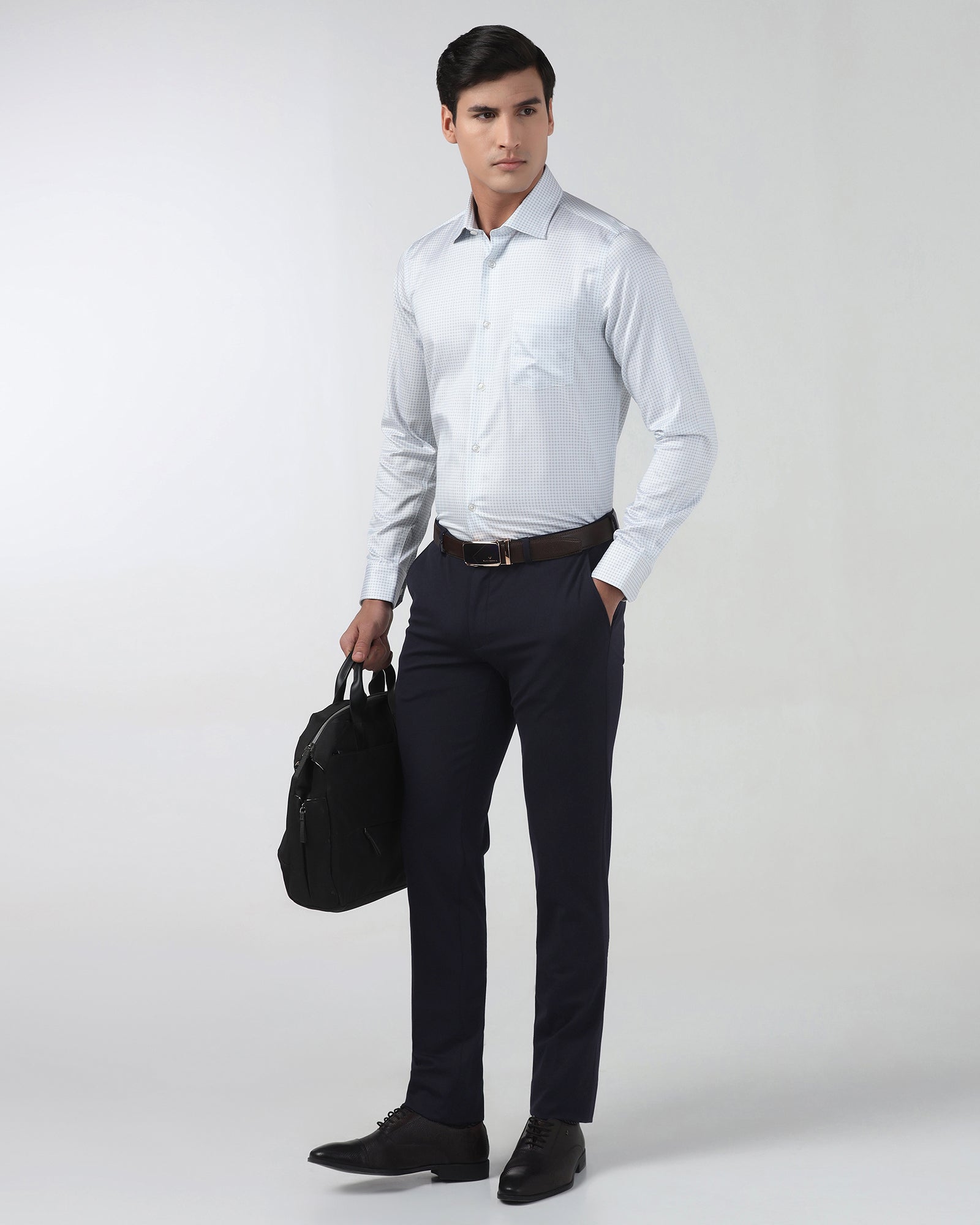 Dark Blue Solid Trouser - Oak