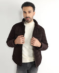 Dark Brown Solid Zipper Jacket - Aproni