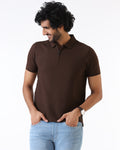 Dark Brown Textured Polo - Bourbon