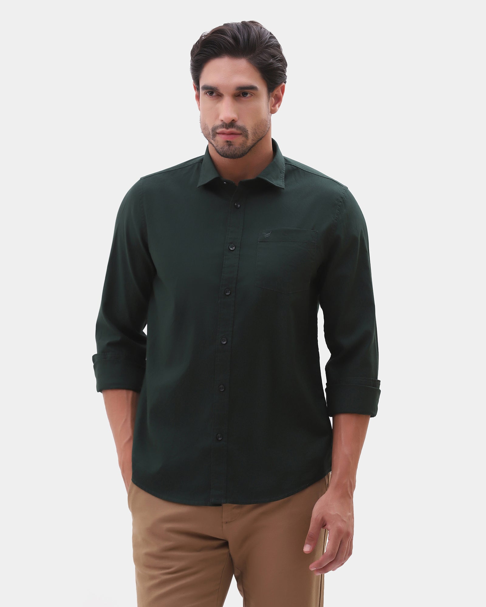 Dark Green Printed Shirt - Gebbew
