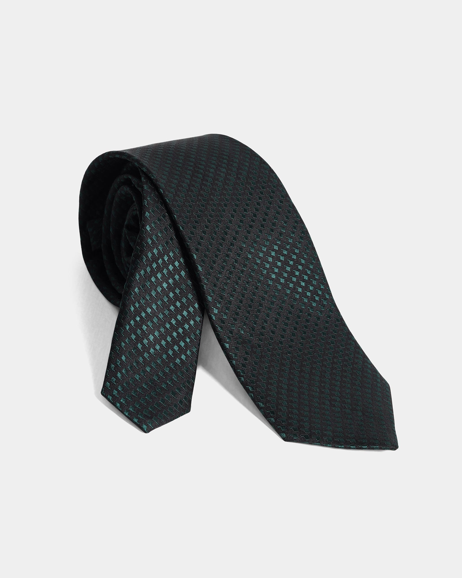 Dark Green Silk Jacquard Tie - Wolverine