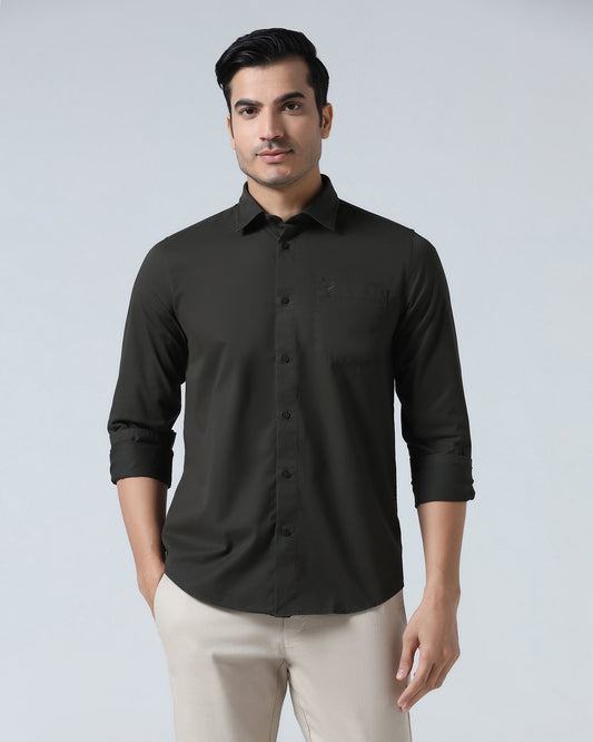Dark Green Solid Shirt - Samro