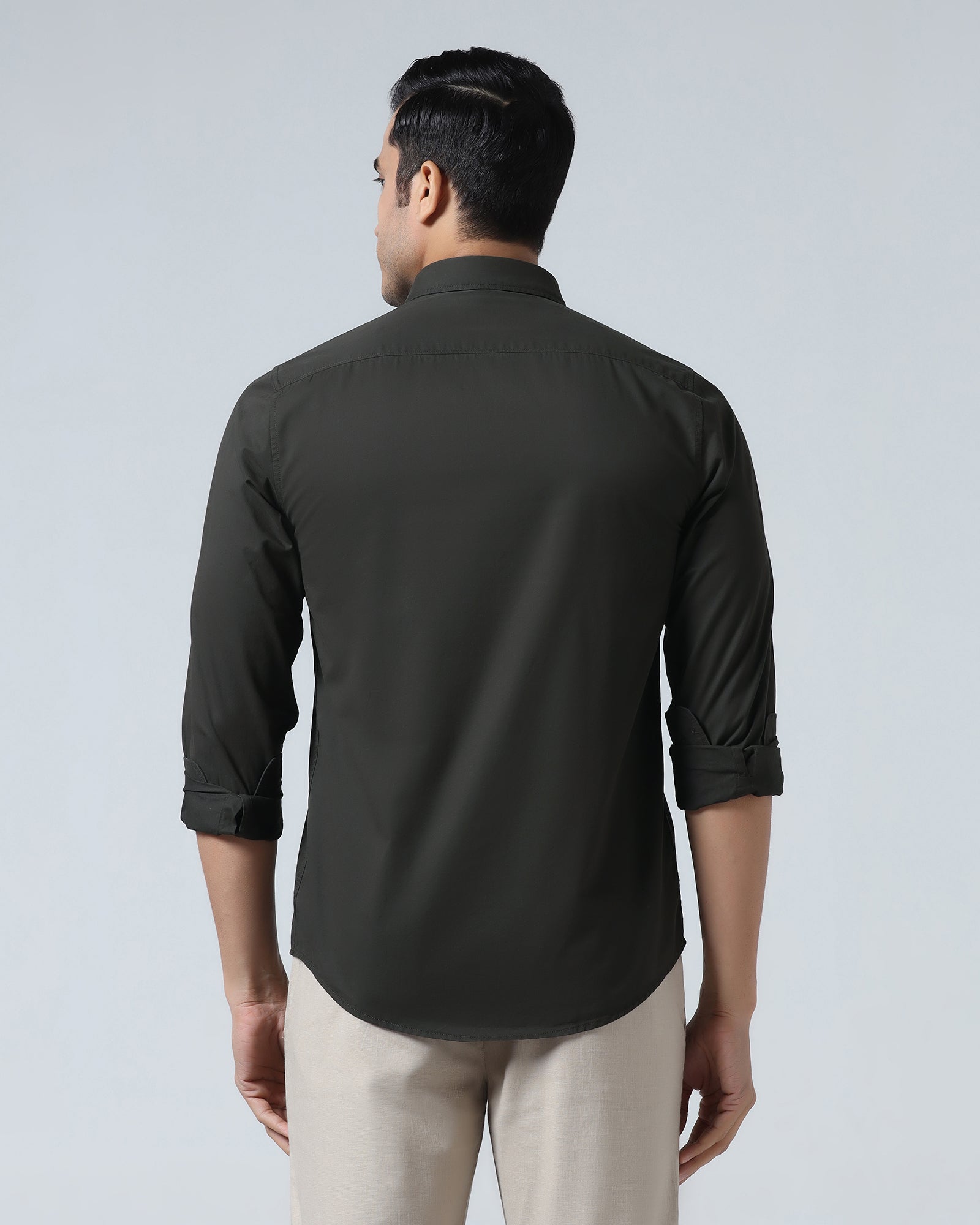 Dark Green Solid Shirt - Samro