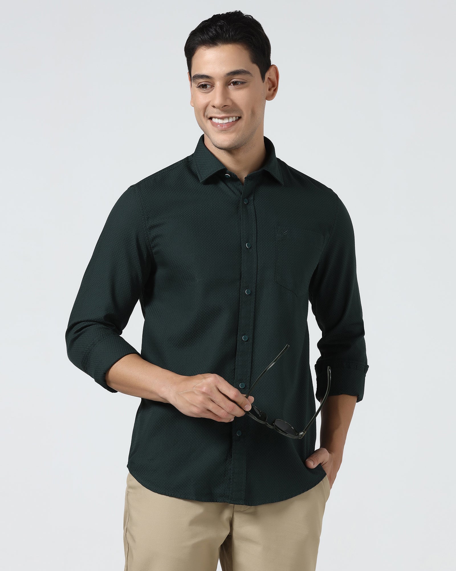 Dark Green Textured Shirt - Fallon