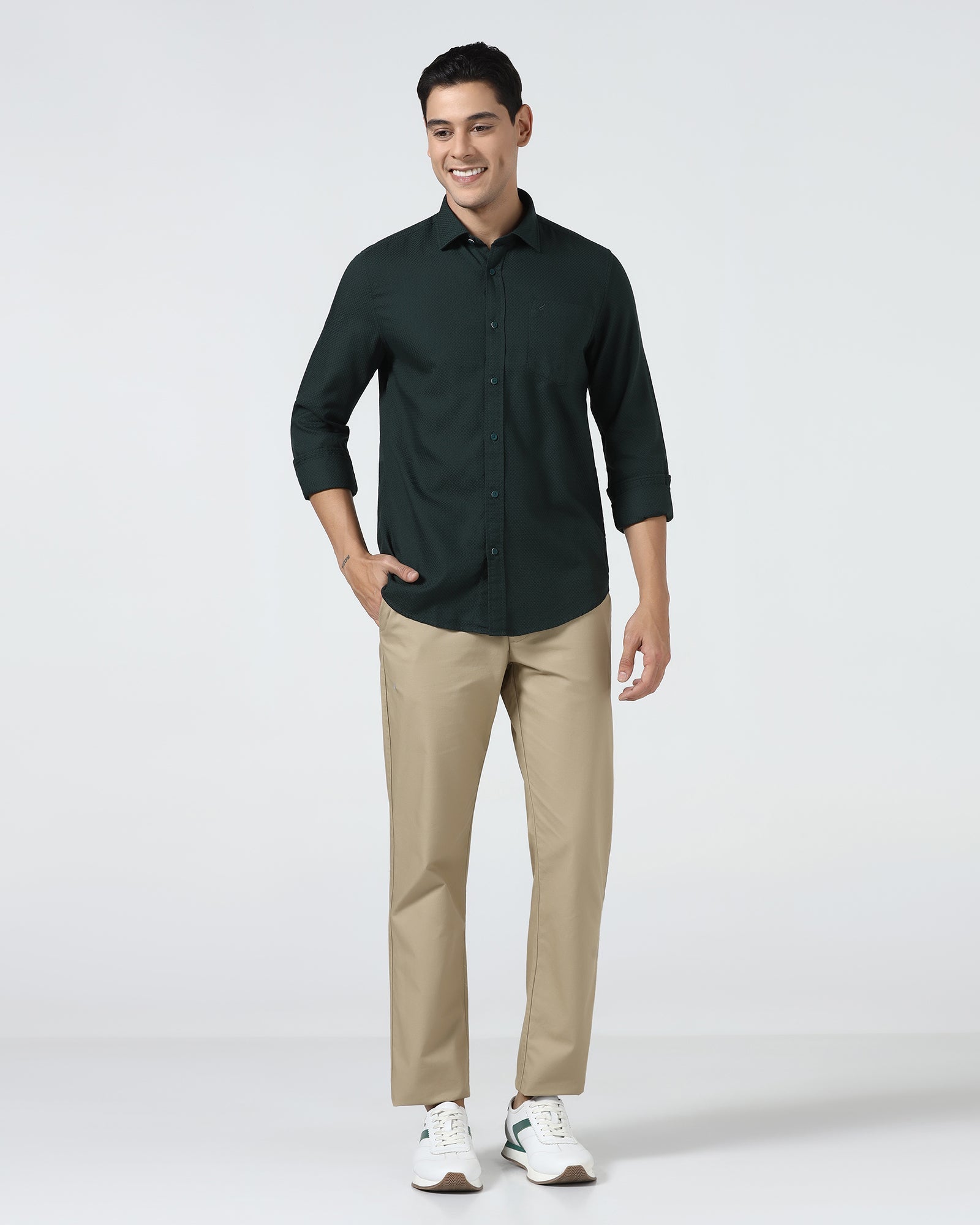 Dark Green Textured Shirt - Fallon