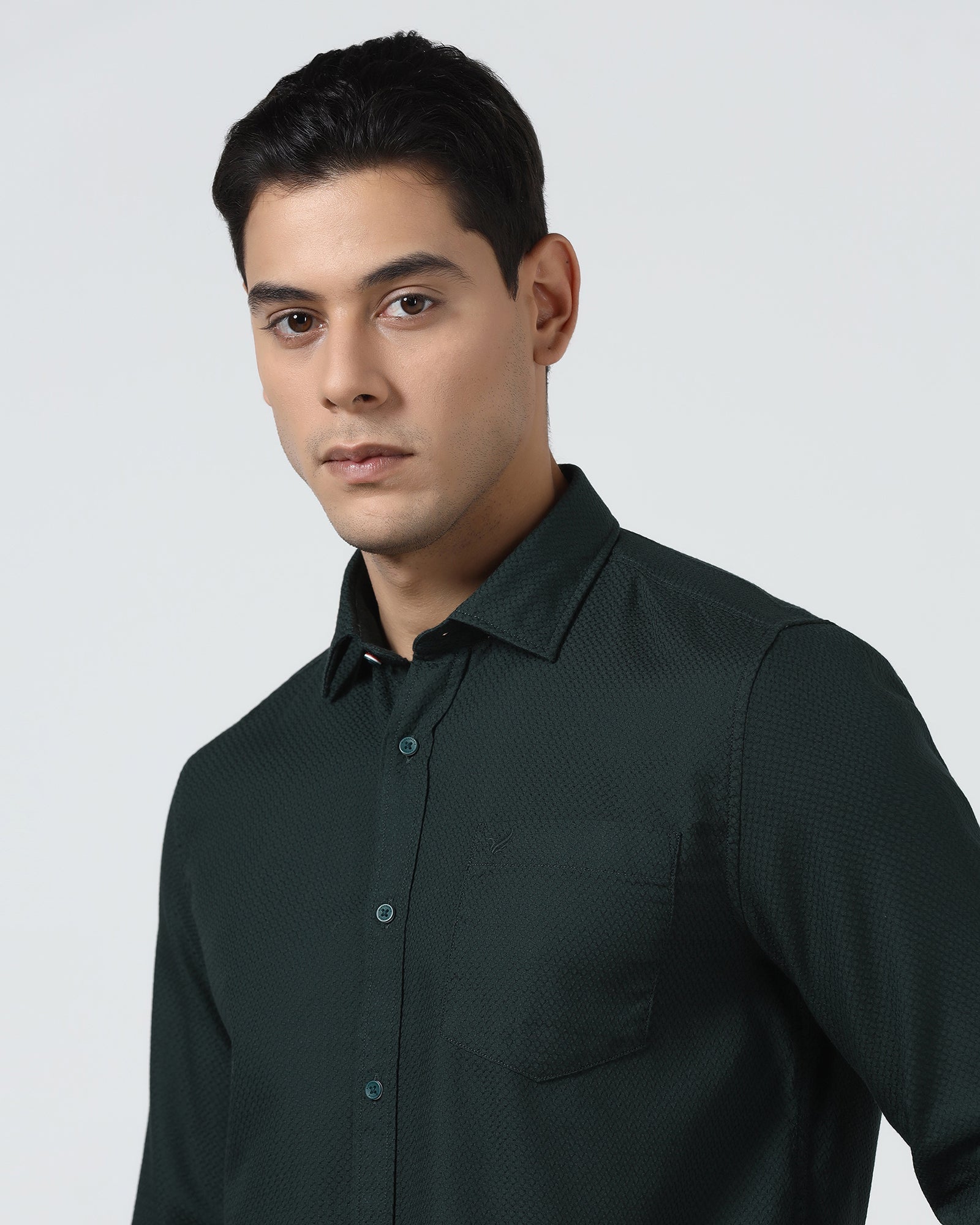 Dark Green Textured Shirt - Fallon