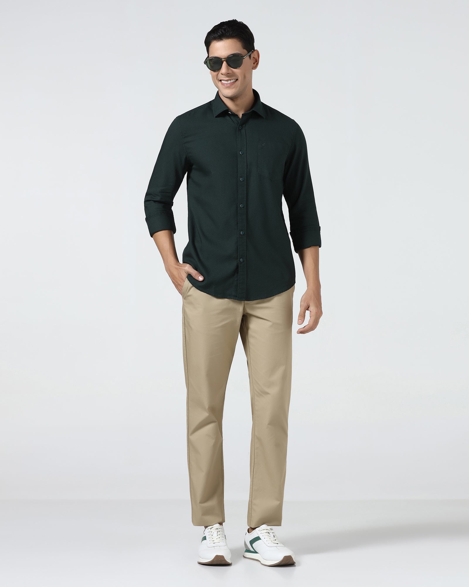 Dark Green Textured Shirt - Fallon