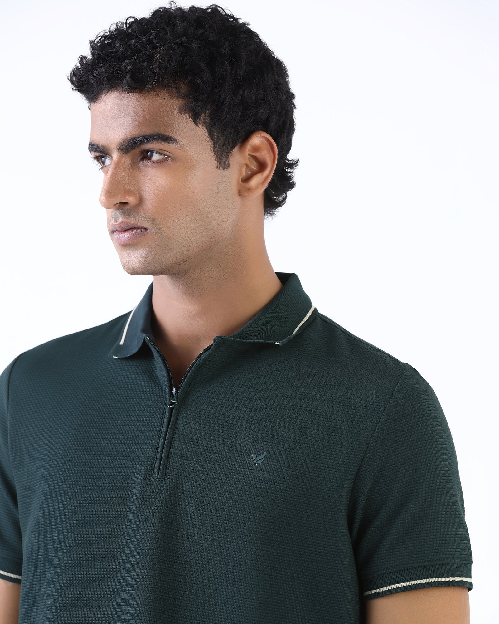 Dark Green Textured Polo - Viggo