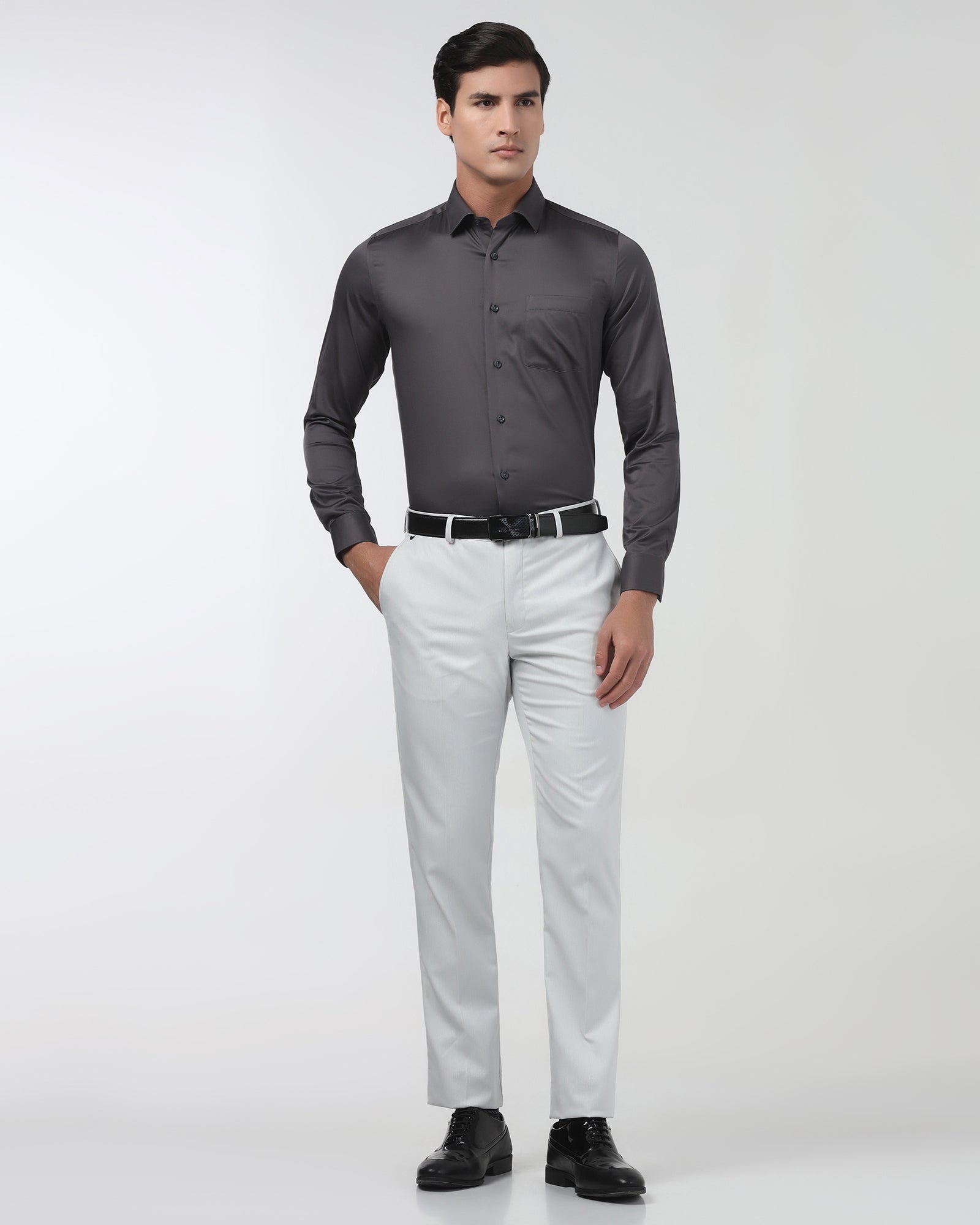 Dark Grey Non Iron Solid Shirt - Sylvia