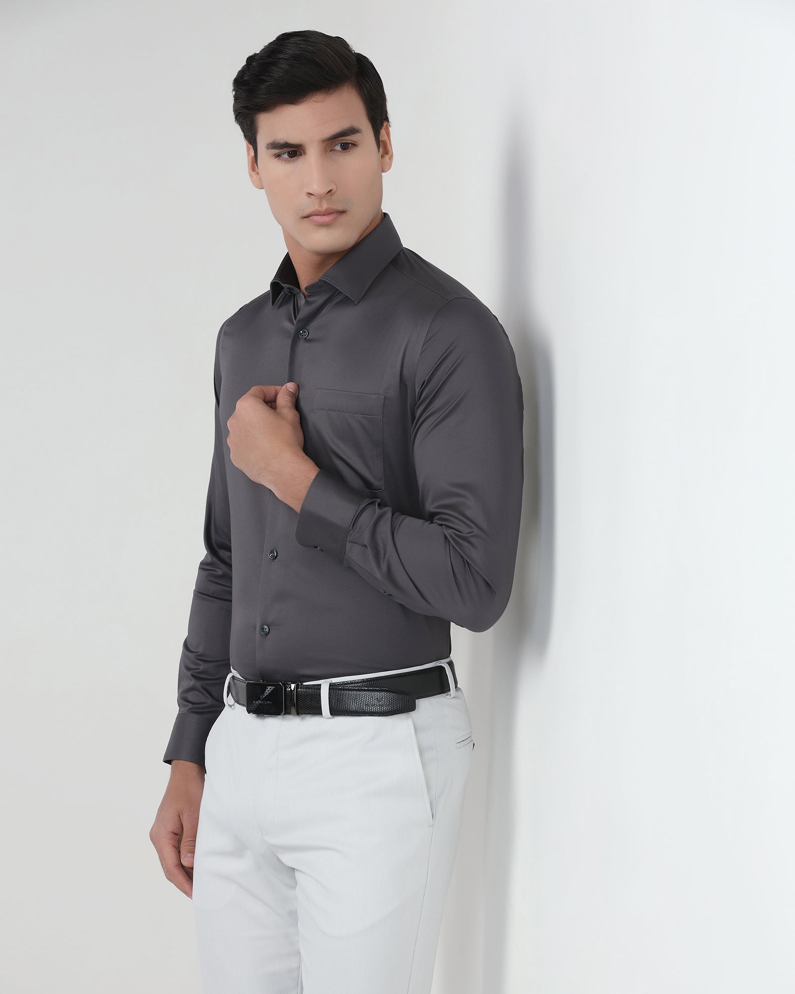 Dark Grey Non Iron Solid Shirt - Sylvia