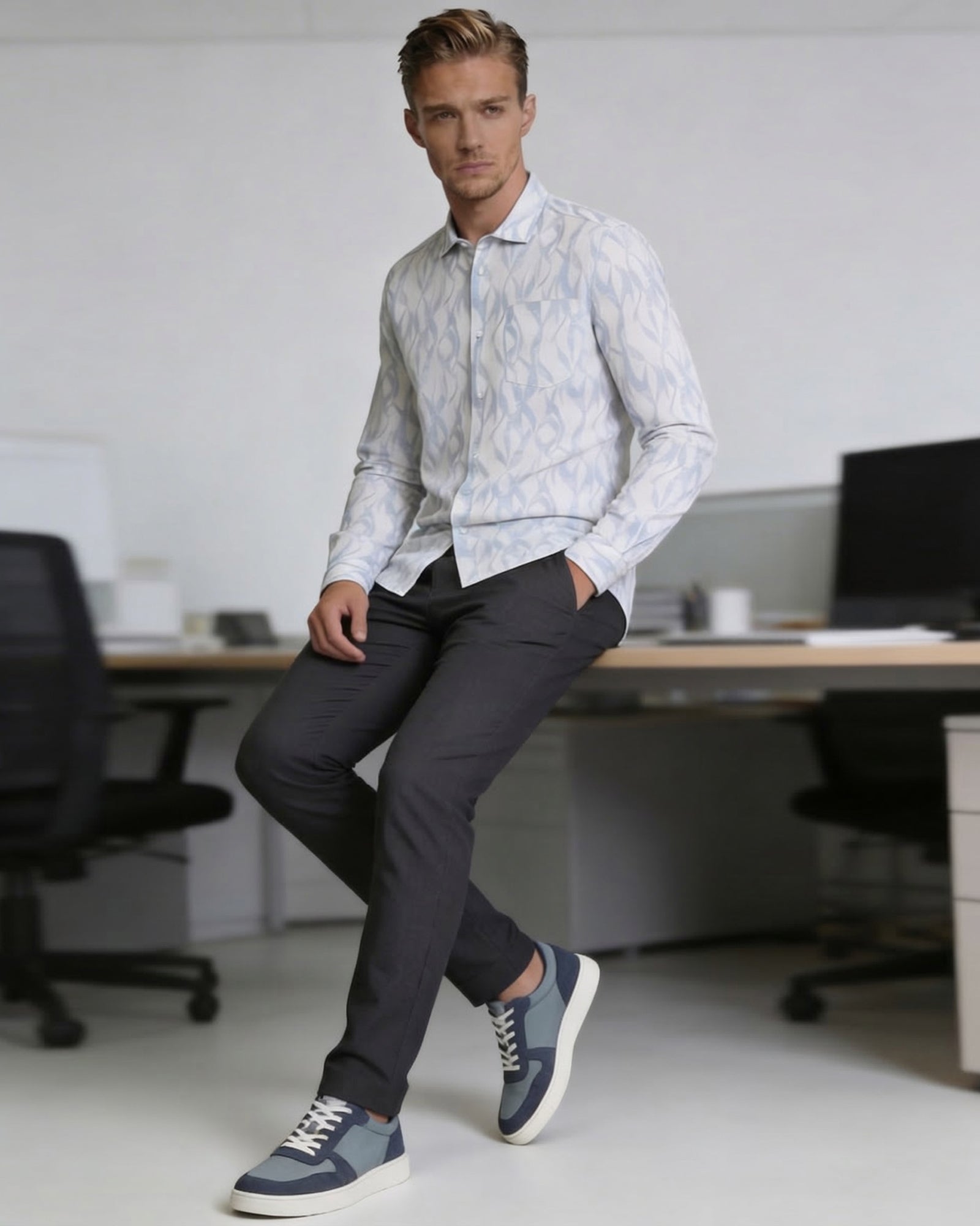 Dark Grey Printed Khaki - Biden