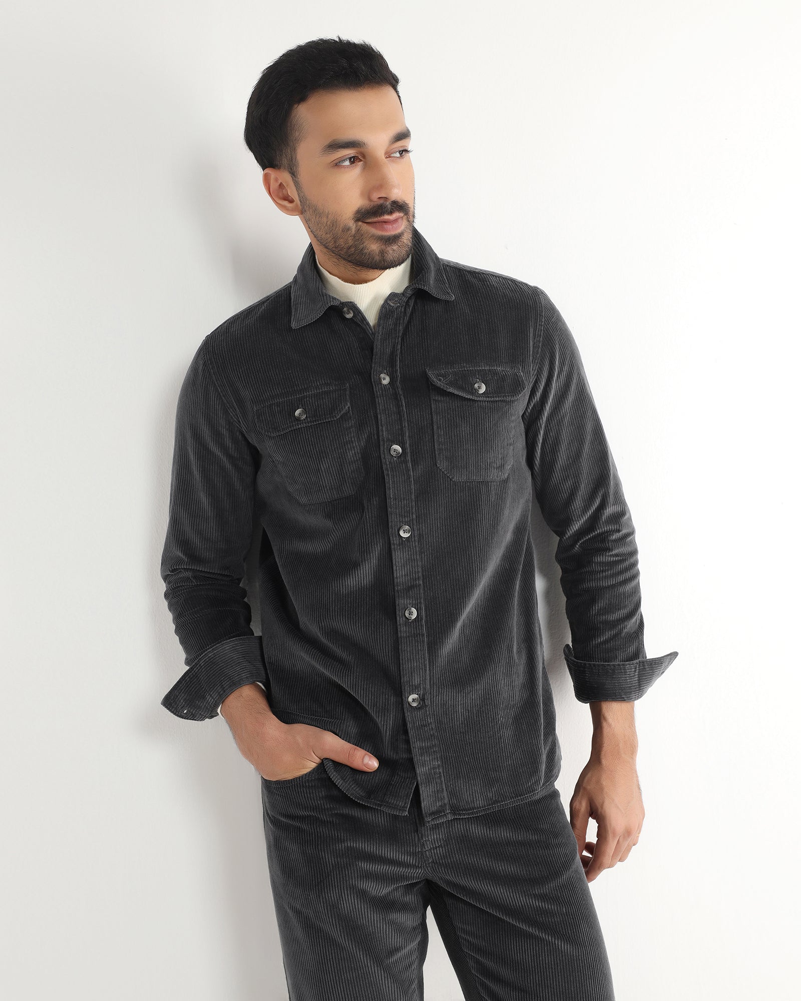 Dark Grey Solid Shirt - Kaka