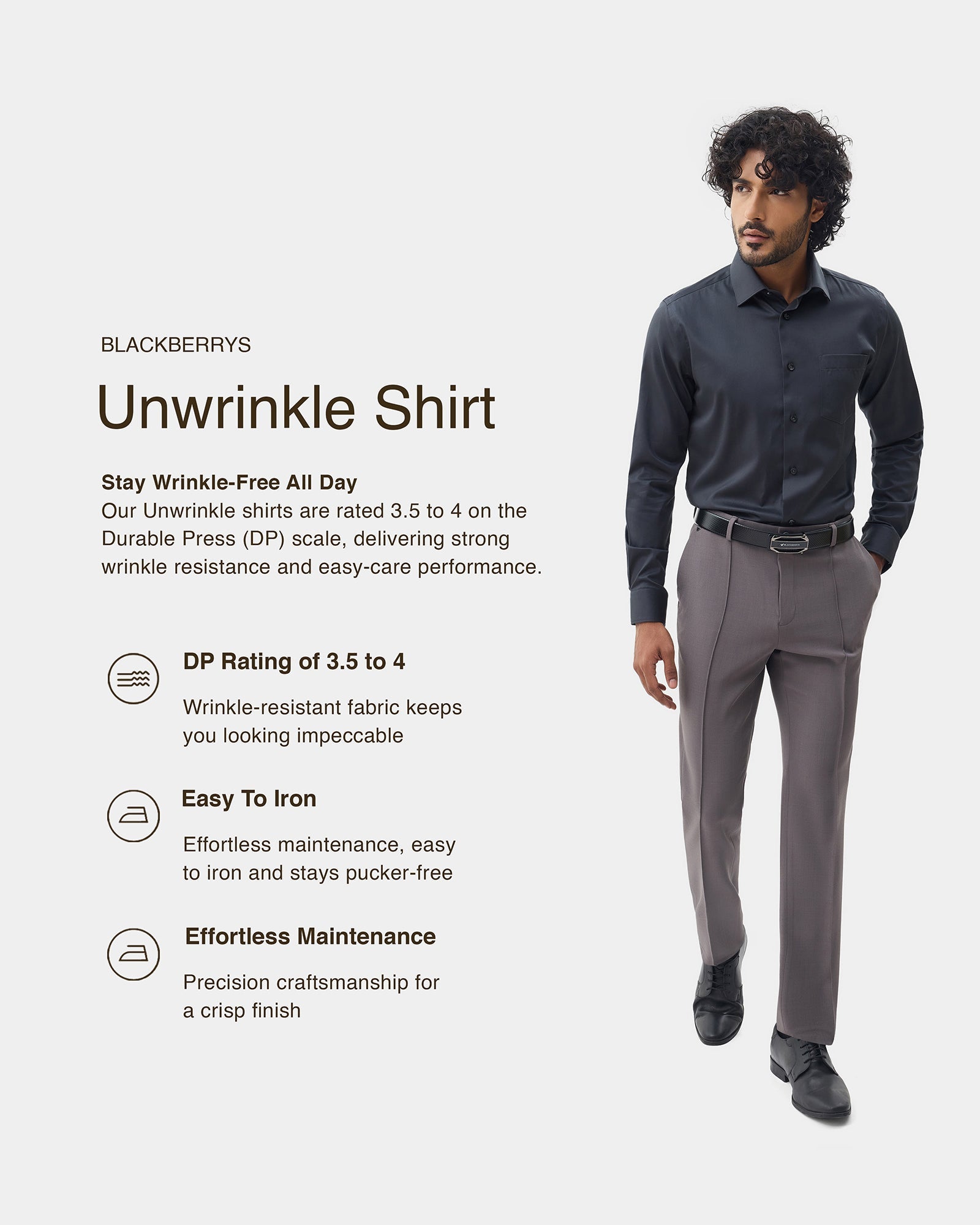 Dark Grey Solid Shirt - Sylvia