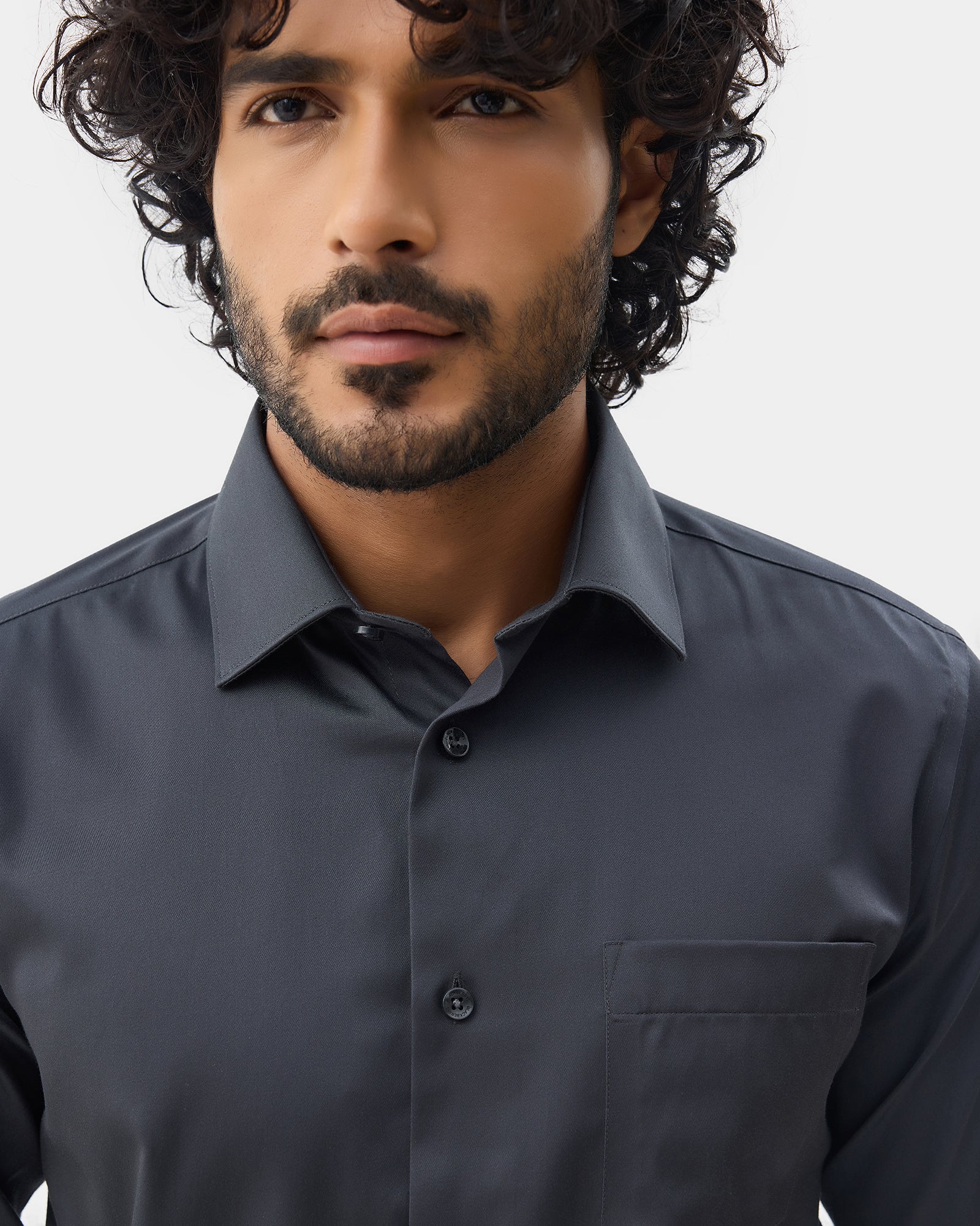Dark Grey Solid Shirt - Sylvia