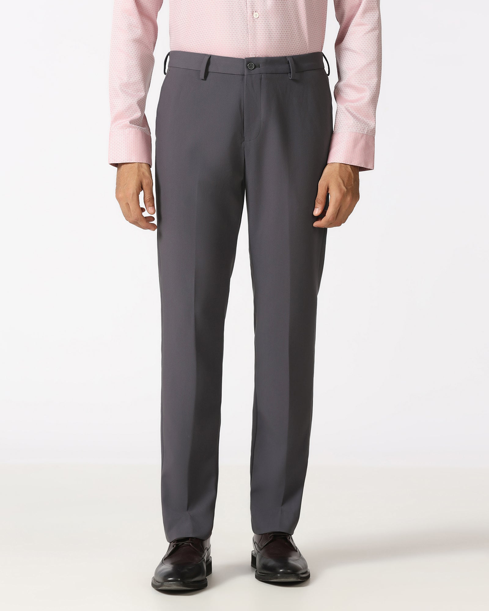 Dark Grey Solid Trouser - Indri