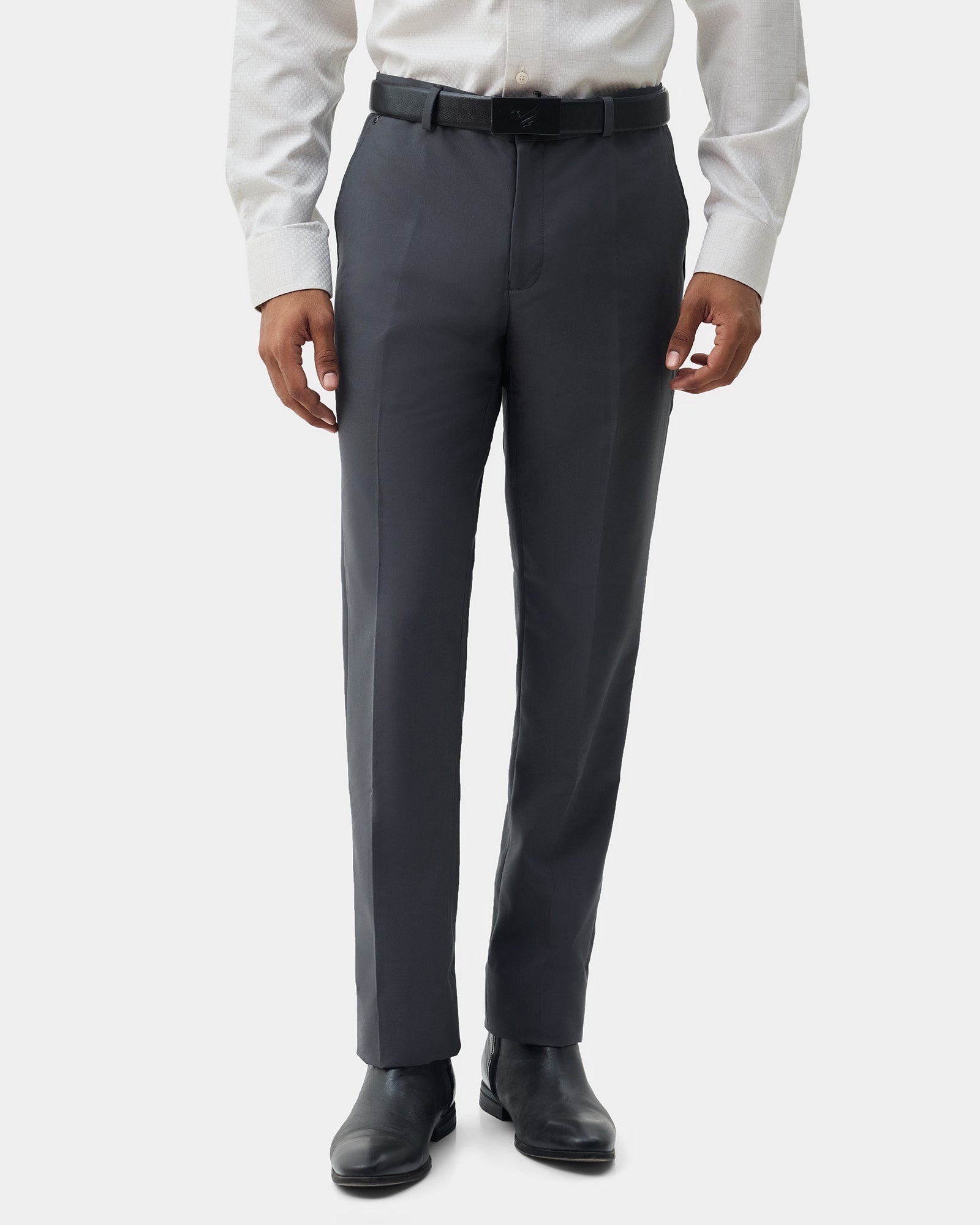 Dark Grey Solid Trouser - Tudor