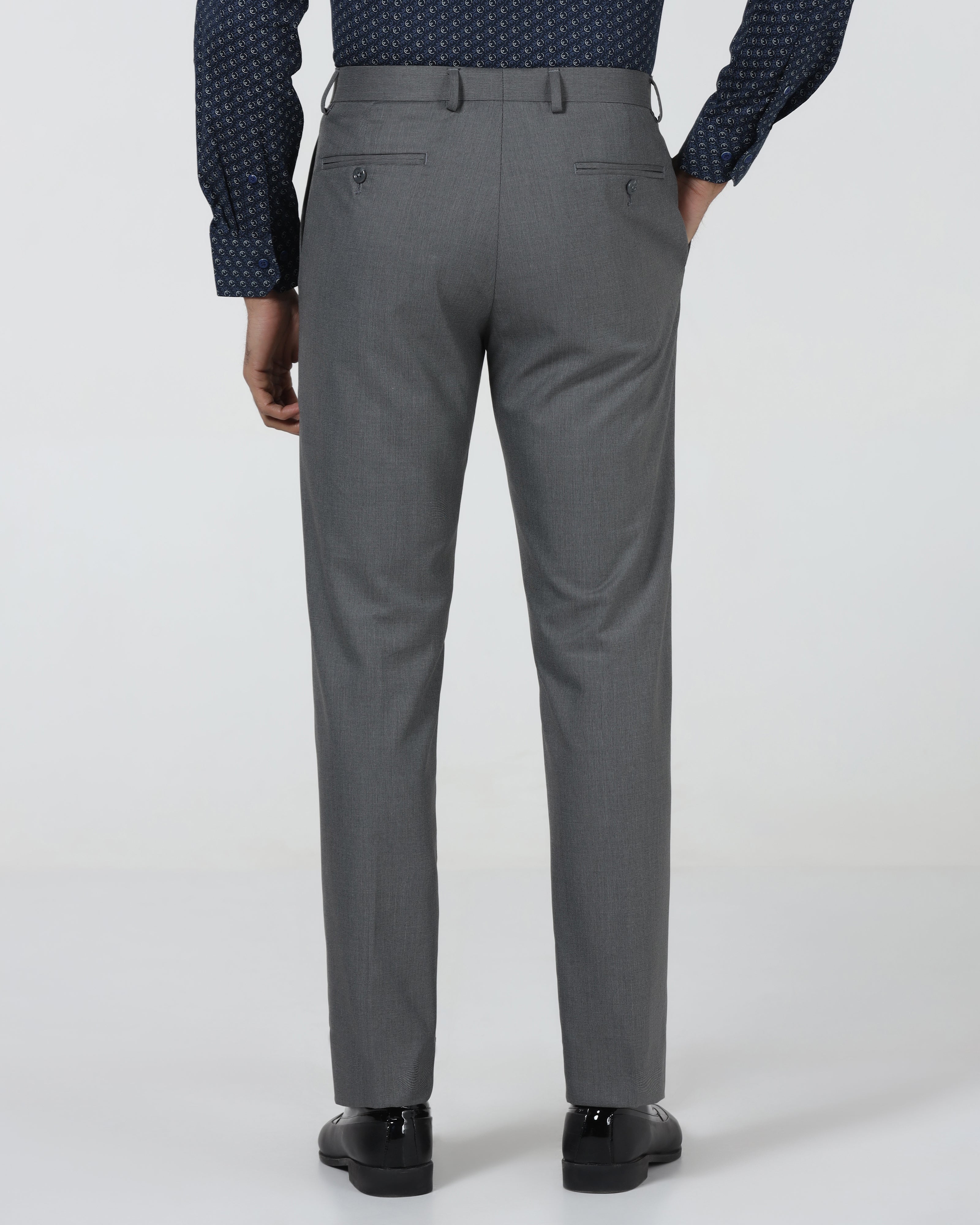 Dark Grey Textured Trouser