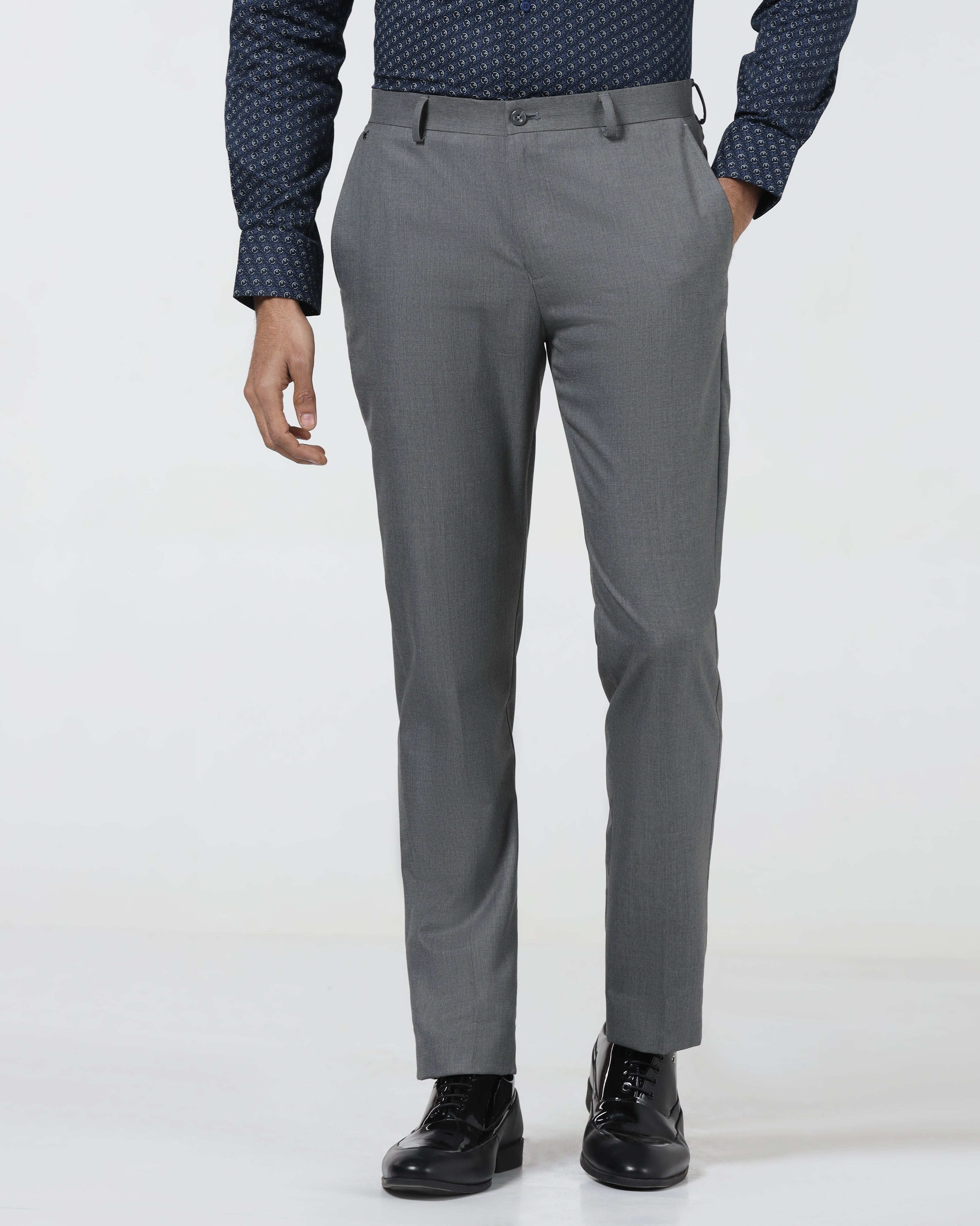 Dark Grey Textured Trouser