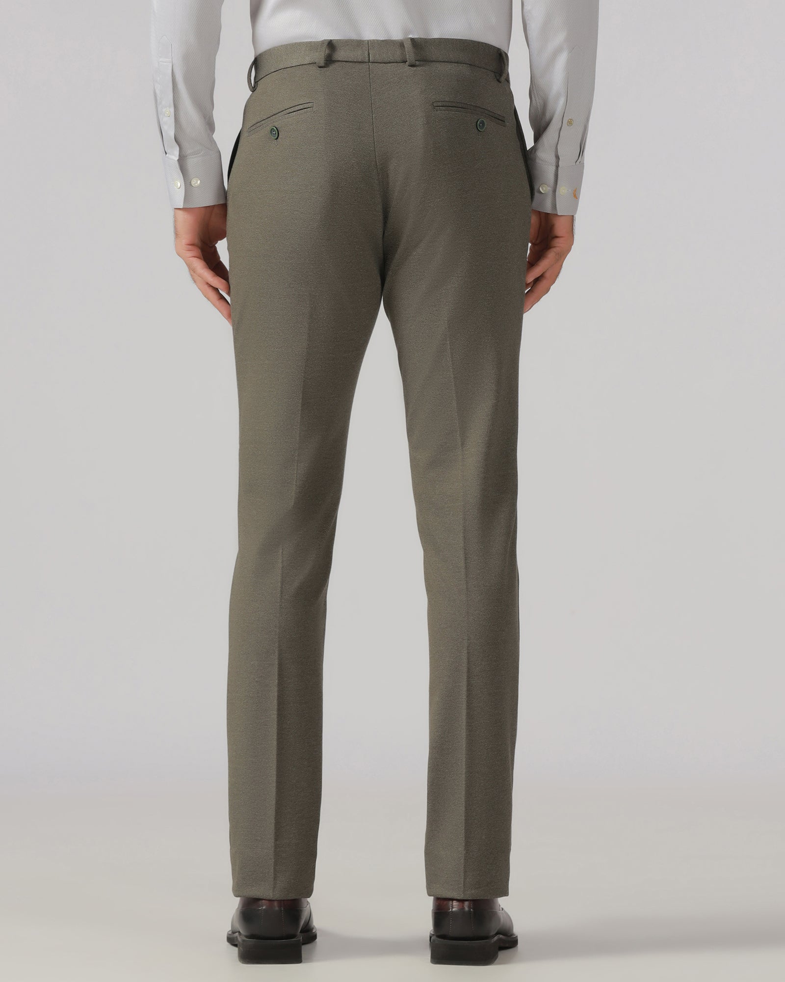 Dark Olive Solid Trouser - Chardonnay