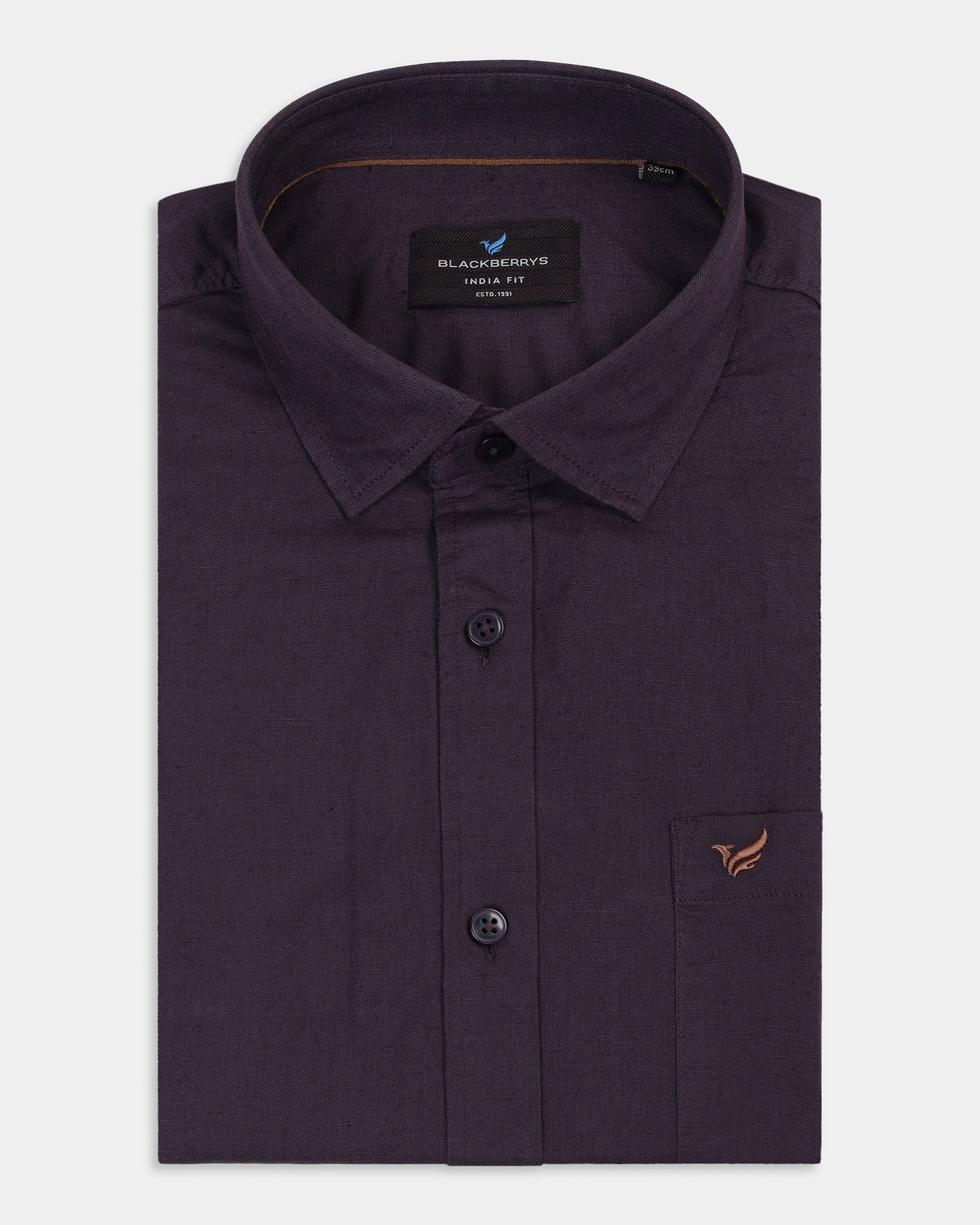 Dark Purple Linen Solid Shirt - Cleo