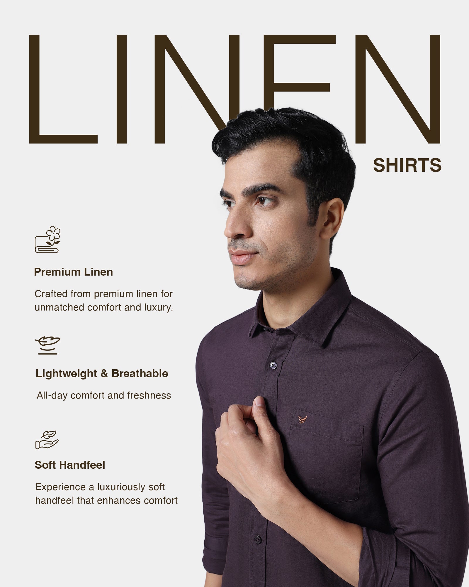 Dark Purple Linen Solid Shirt - Cleo